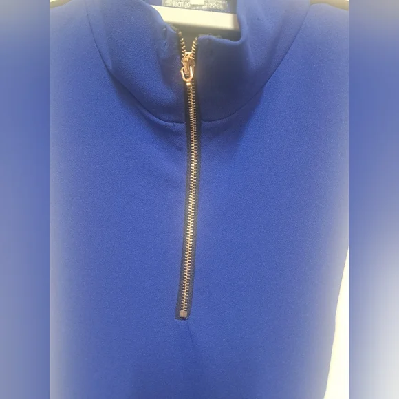 Charlotte Russe Womens XL Colorblock Bodycon Dress Blue White Black Zip - Picture 3 of 7